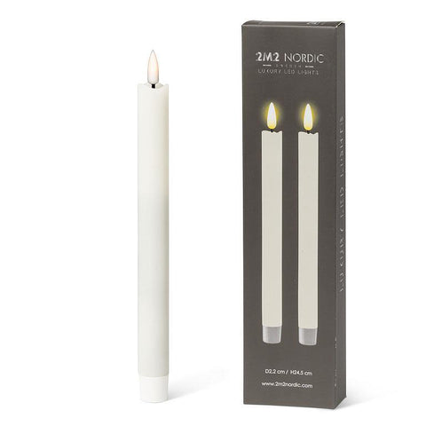 LED Taper Candles, Sand, Set of Two