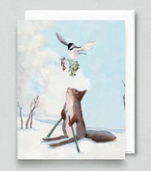 Card - Mistletoe - Skiing Squirrel