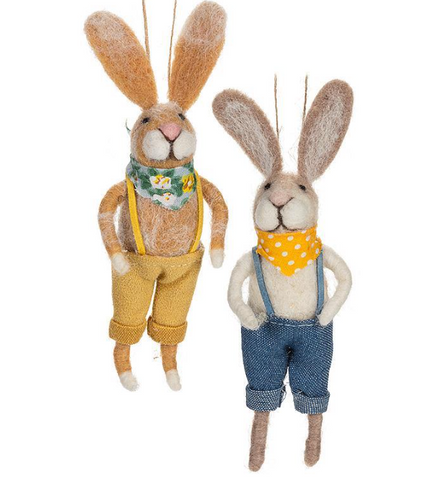 Rabbits in Overalls Ornament