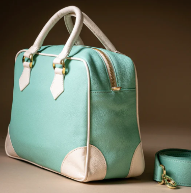 Bowling Bag - Turquoise/Cream