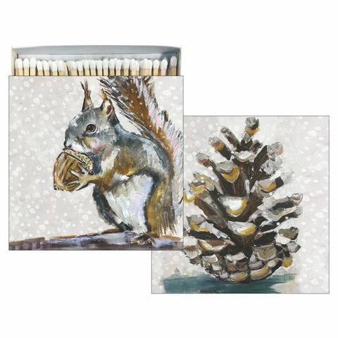 Square Matches - Squirrel and Pinecone Portrait