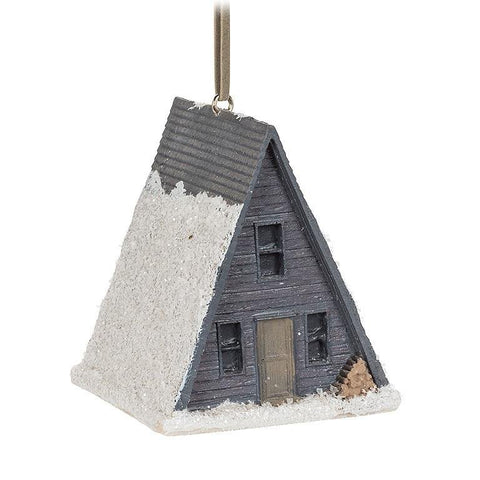 Winter A-Frame Cabin Ornament