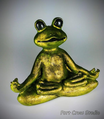 Concrete Zen Frog - Green Patina