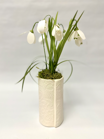 June's Love Vase with Snow Drop Paper Bouquet