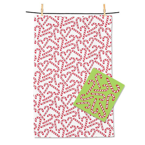 Kitchen Towel, Swedish Dishcloth Set- Candy Canes