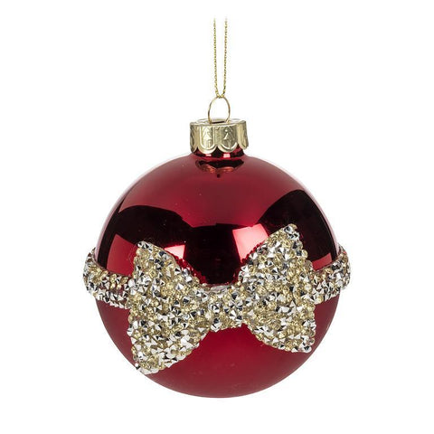 Ornament - Red Ball with Jewelled Bow
