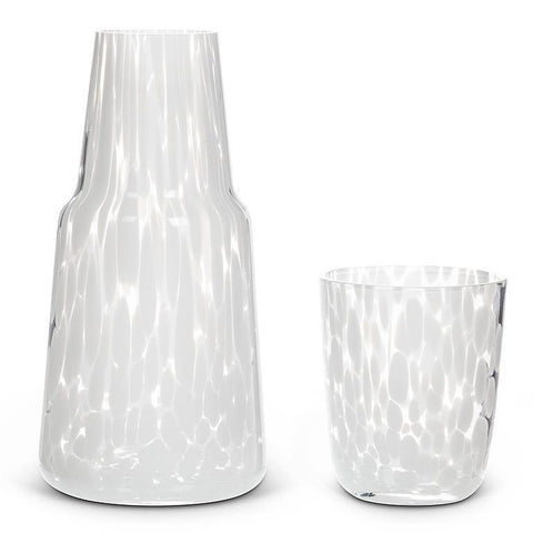 Fused Dots Bedside Carafe and Cup - White
