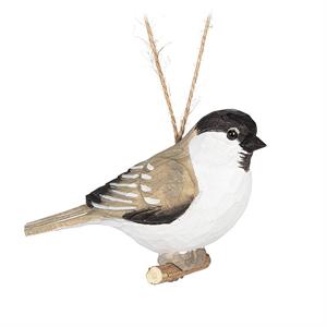 Carved Wooden Chickadee Ornament