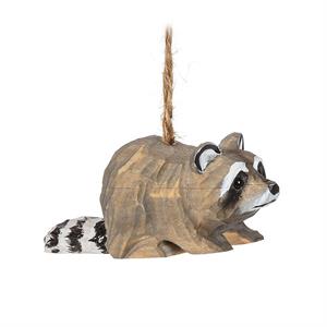 Carved Wooden Raccoon Ornament