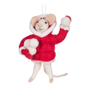 Ornament - Mouse throwing Snowballs