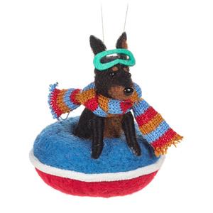 Ornament - Snowtubing Dog