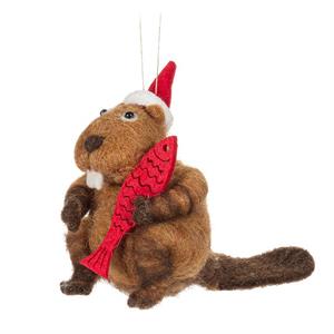 Ornament - Beaver with Hat and Fish