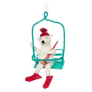 Ornament - Skiing Bear on Chairlift