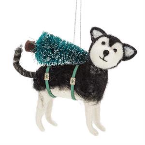 Ornament - Husky with Tree