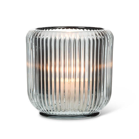 Candle Holder (Votive) - Ribbed Glass - Smoke