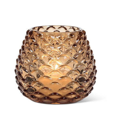 Candle Holder (Tealight) - Amber Pinecone, Medium