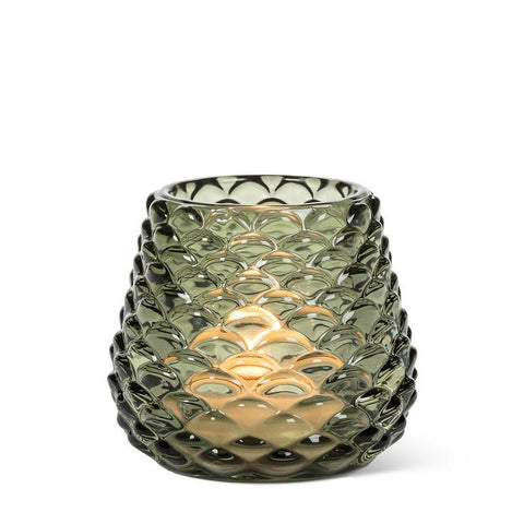 Candle Holder (Tealight) - Green Pinecone, Small