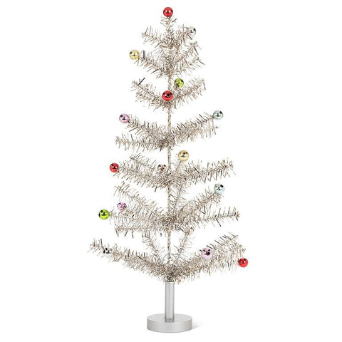 Decor - Large Silver Tinsel & Balls Tree