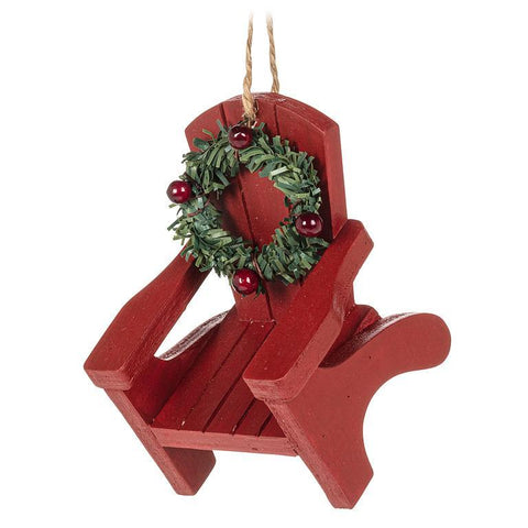 Ornament - Red Muskoka Chair with Wreath