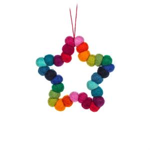 Rainbow Felt Pompom Star Ornament