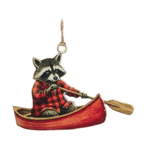 Ornament - Raccoon Paddling Canoe