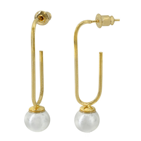 Earrings - Paperclip Pearl Earring, Gold Vermeil