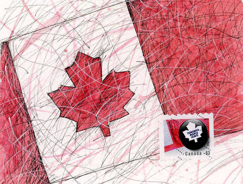 Card - Canadian Stamp - Toronto Maple Leafs Flag Ice Rink