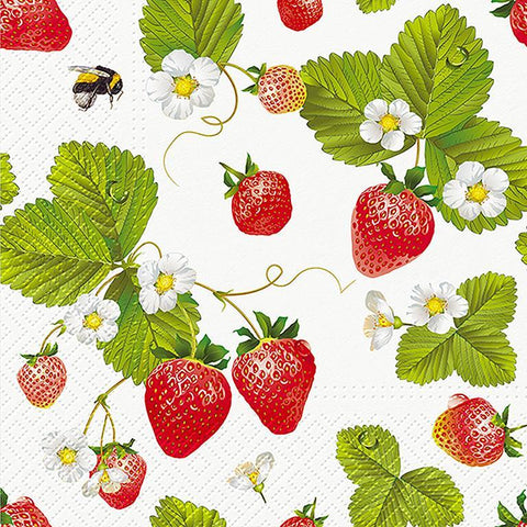 Luncheon Napkins - Strawberries with Bees