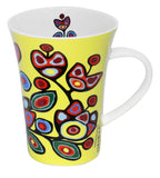 Norval Morriseau Floral on Yellow Porcelain Mug