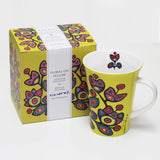 Norval Morriseau Floral on Yellow Porcelain Mug