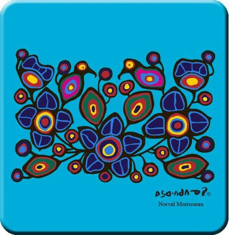 Coasters - Norval Morrisseau Flowers and Birds, Cork-backed