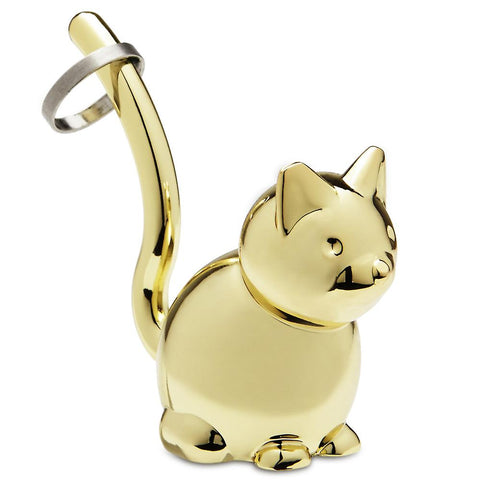 Ring Holder - Cat - Brass