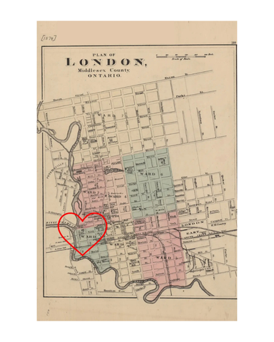 Hand Embroidered Map of London, On., Framed