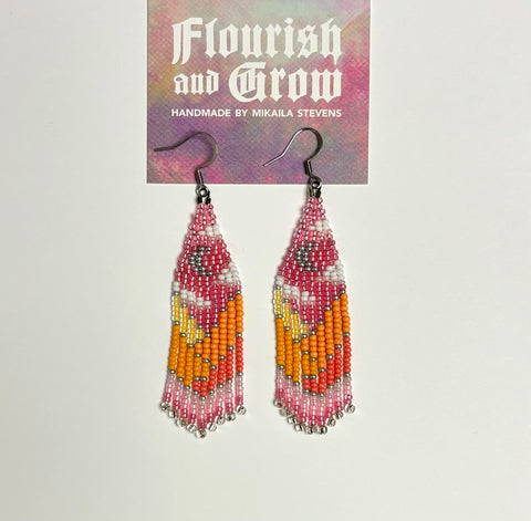 Landscape Fringe Earrings - Pink Moon