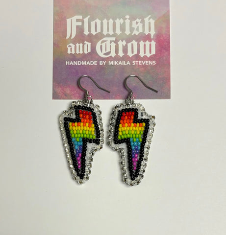 Lightning Bolt Earrings - Rainbow