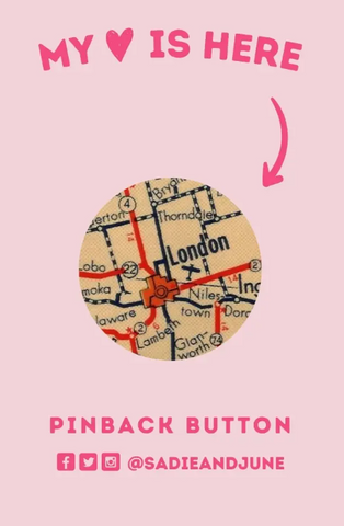 Pinback Button - London, On. Map