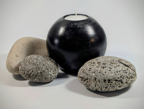 Concrete Orb Candle Holder (black) - Large