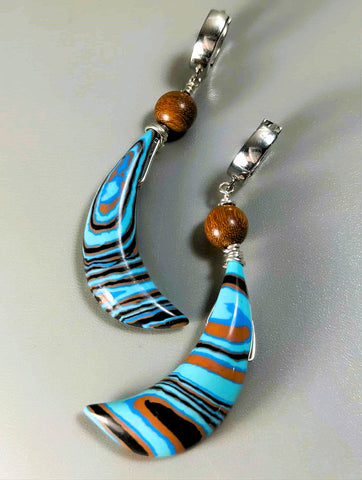 Earrings - Jasper Crescents, Sandalwood Sterling,  PCE-7