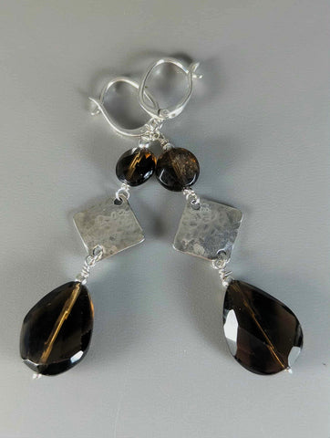 Earrings - Smoky Quartz & Sterling, PCE-9