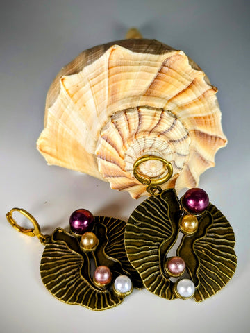 Earrings - Antique Gold and Pearl