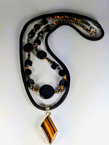 Necklace - Tiger Eye and Black Onyx Layering Duo