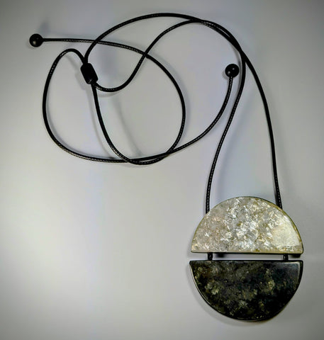 Necklace - Grey and White Resin