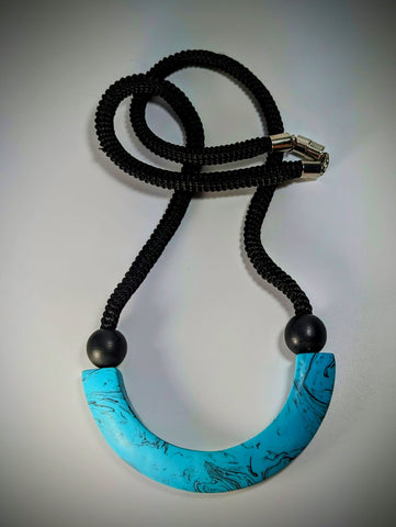 Necklace - Blue and Black Resin