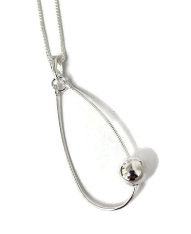 Necklace - Silver Sphere on Looped Silver Wire