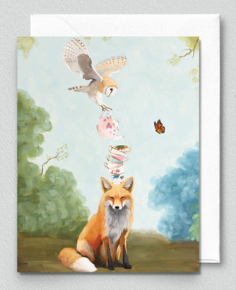 Card - Fox and Owl with Teacups
