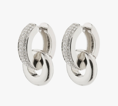 Earrings - LEARN Chunky Crystal Hoop, Silver