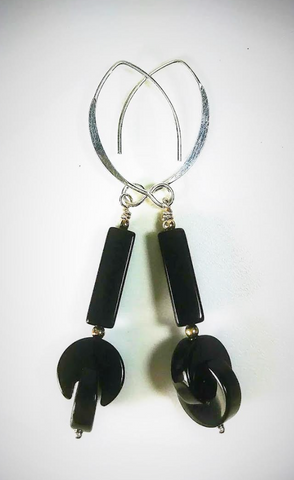 Earrings - Black Onyx and Sterling Silver