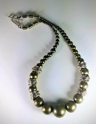 Necklace - Pyrite and Pewter with Sterling Silver
