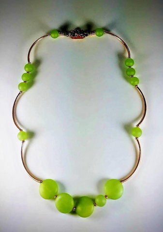 Necklace - Green Beach Glass and Copper