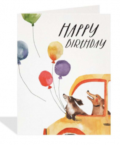 Card - Dog Balloon Car